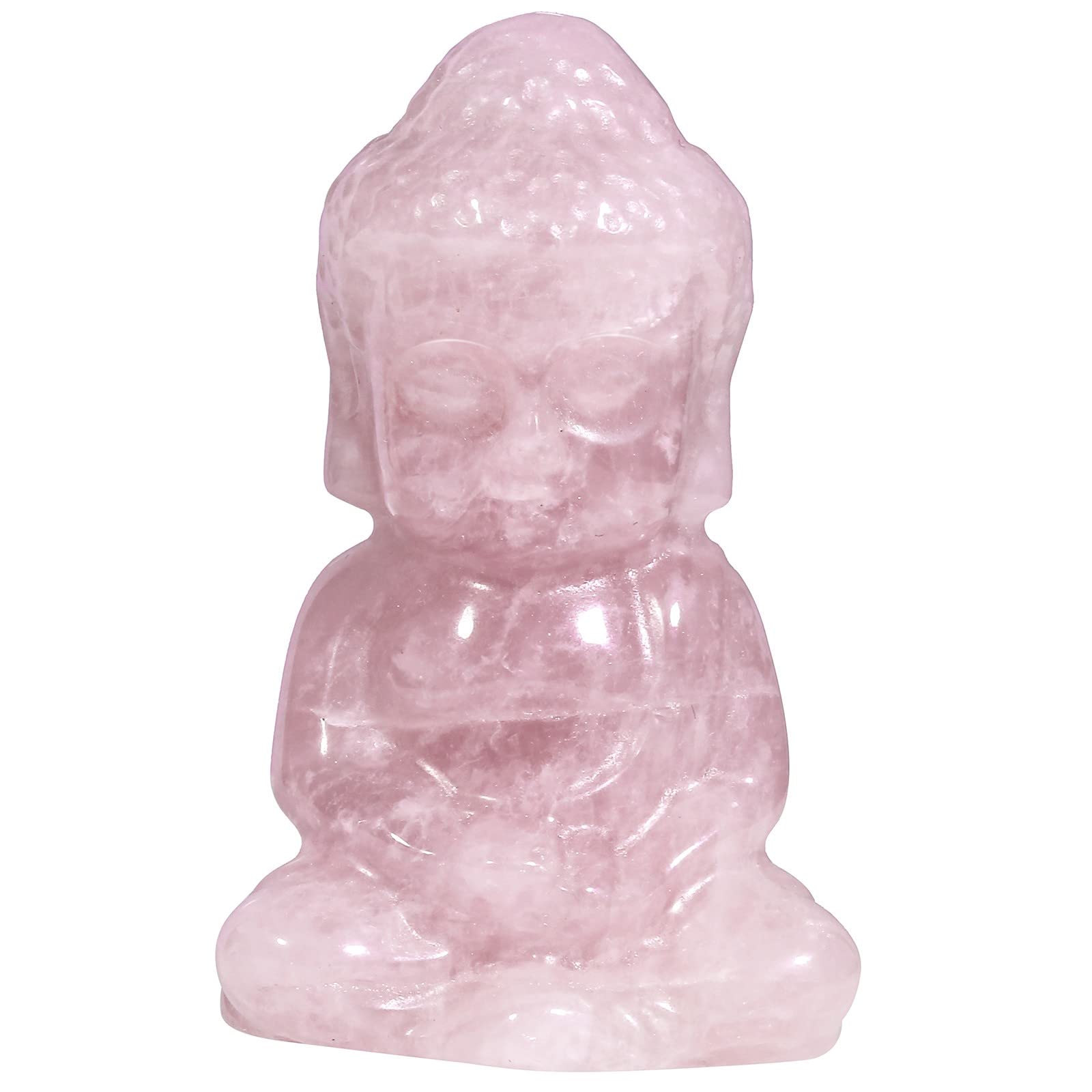 KYEYGWO Crystal Stone Baby Buddha Statue for Feng Shui Decor Natural Stone Portable Mini Buddha Figurine for Meditation Prayer Protection, Rose Quartz
