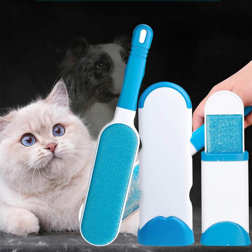 AnCoSoo Tierhaarentferner Fusselrolle, Haustier Bürsten, Haustier Pelz und Fussel entfernen, Fusselrollenbürste mit selbstreinigender Basis, Fusselbürste für Tierhaar für Kleidung, Möbel (2er Pack)