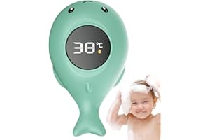 Baby Bath Thermometer, Waterproof Digital Water Thermometer with LED Touch Screen, 0-90°C Temp Baby Essentials, Cute Whale Ba