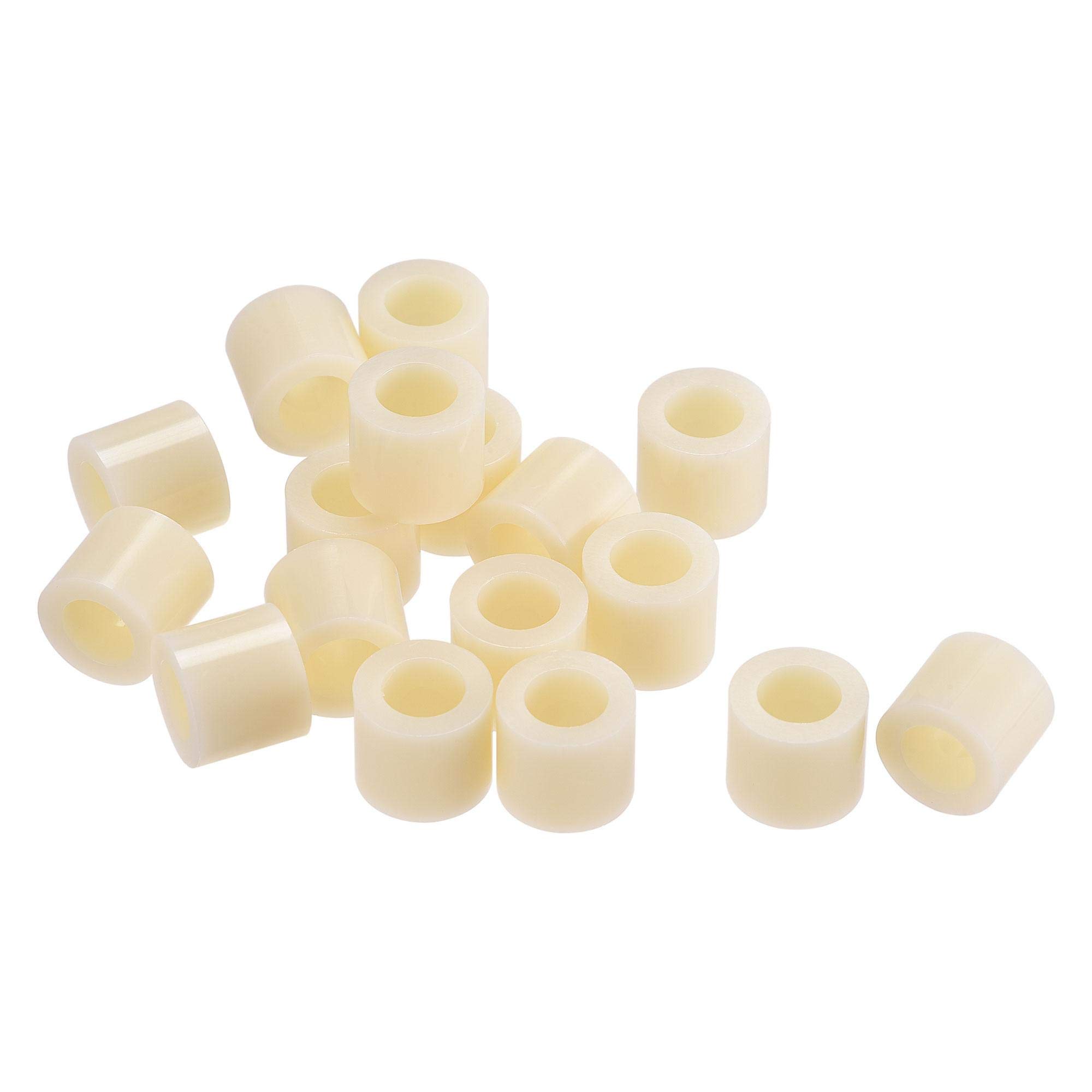 sourcing map ABS Round Spacer Washer ID 8.2mm OD 14mm Length 10mm Plastic Standoff for 3D Printer, TV Wall Mounting, Electrical Outlet, Beige, 100Pcs