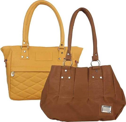 Buy Classic Women's Shoulder Bag Yellow and Dark Brown ...