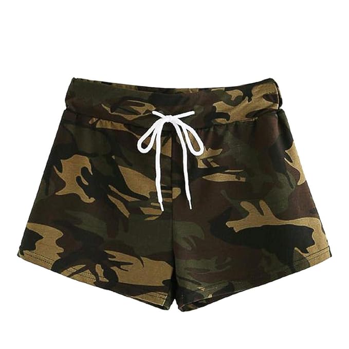 Ansenesna Shorts Damen Kurze Camouflage Army Hosen mit Gummizug Mädchen Freizeit Straight Fit