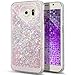 Galaxy S6 Case, Liujie Cute Funny Glitter Quicksand Dynamic Transparent 3D Flowing Star Hard PC Protection Phone Case for Samsung Galaxy S6 (pink+blue heart)
