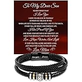 PLUZRLUV To My Son - Love You Forever Bracelet, Jewelry for Men with Heartfelt Message Card for Birthday, Graduation, or Christmas, Sentimental Gift from Mom