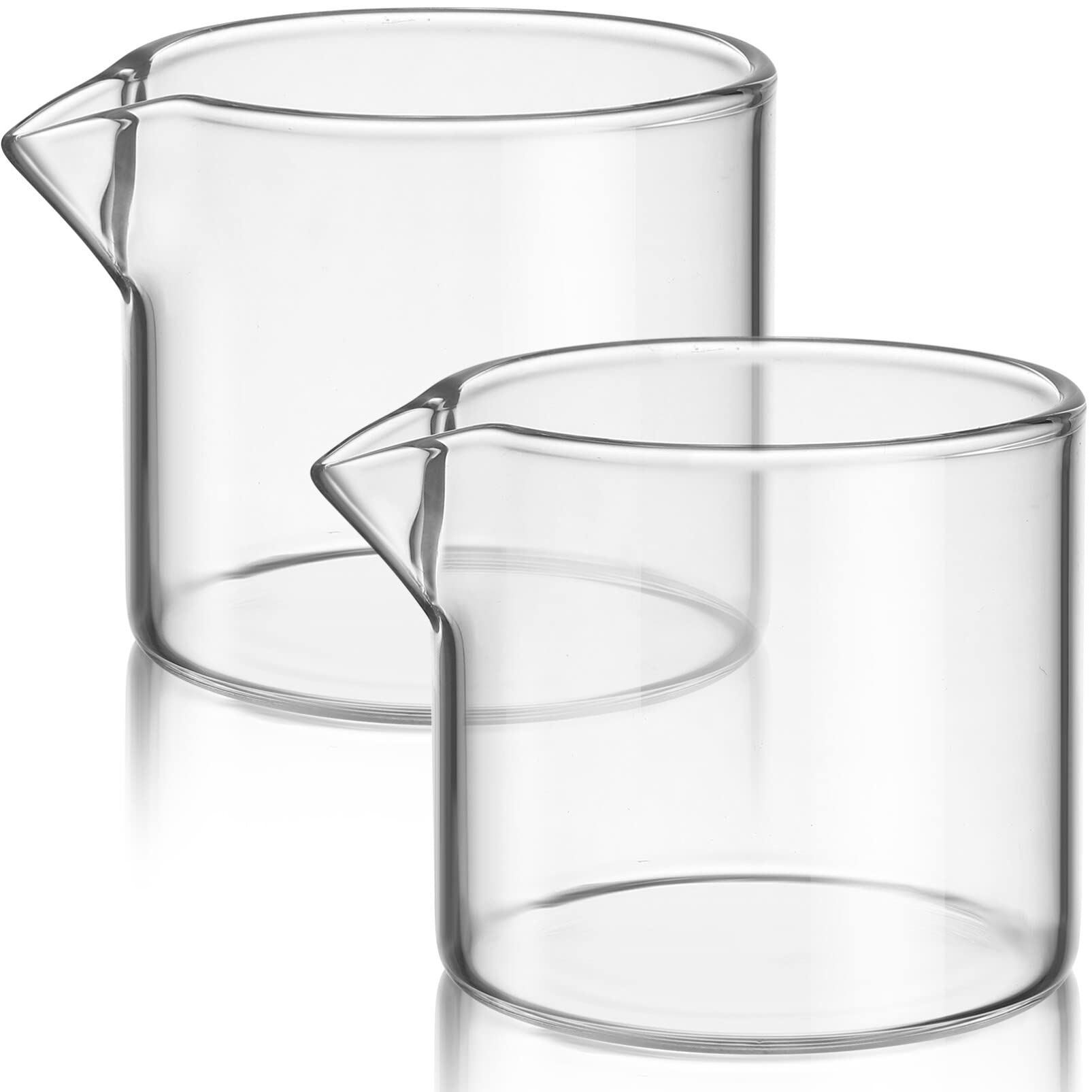 HEMOTON Mini Glass Jugs Clear Glass 2pcs Creamer with Handle Mini Coffee Milk Creamer Pitcher Coffee Milk Pitcher Serving Clear Cream
