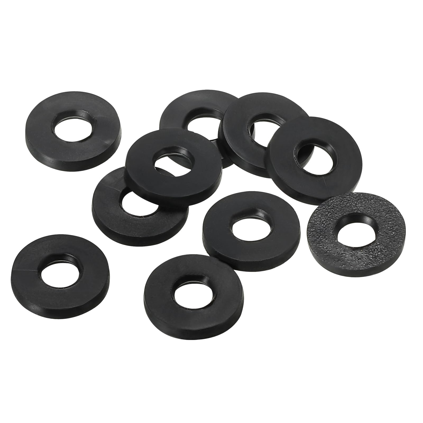 TOP-VIGOR 24Pcs Rubber Flat Washers, 9mm OD 4mm ID 1.2mm Thickness Heavy Duty Black Rubber Grommet Vibration Damping Pads Sealing Gasket Washers for Faucet Pipe Water Hose Fastener Bolt