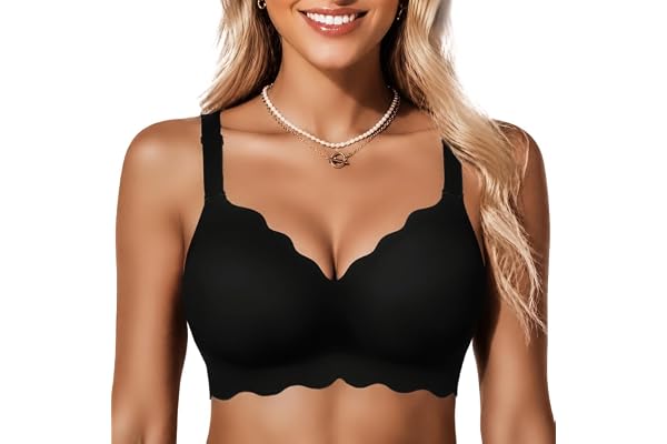 COCOMARTS Jelly Bras for Women No Underwire Scalloped Wireless Push Up Bra | Seamless Full Coverage Supportive Everyday Essentials Tshirt Bras, Soft Breathable Comfortable Bralettes