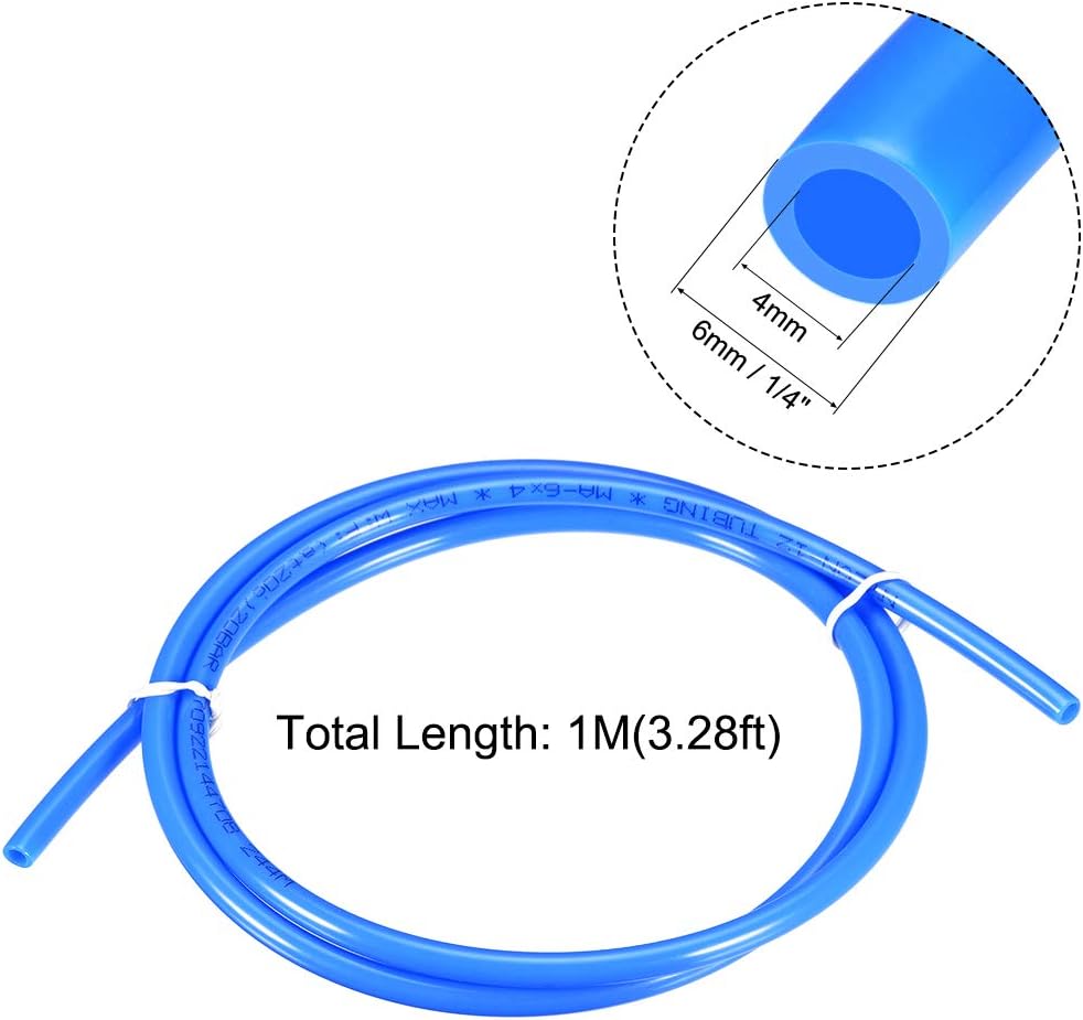 sourcing map Pneumatic Tubing, 6mm(0.23") OD x 4mm(0.16") ID x 1m(3.28ft) Air Brake Tubing Nylon PA12 Air Line Hose Blue - Image 3