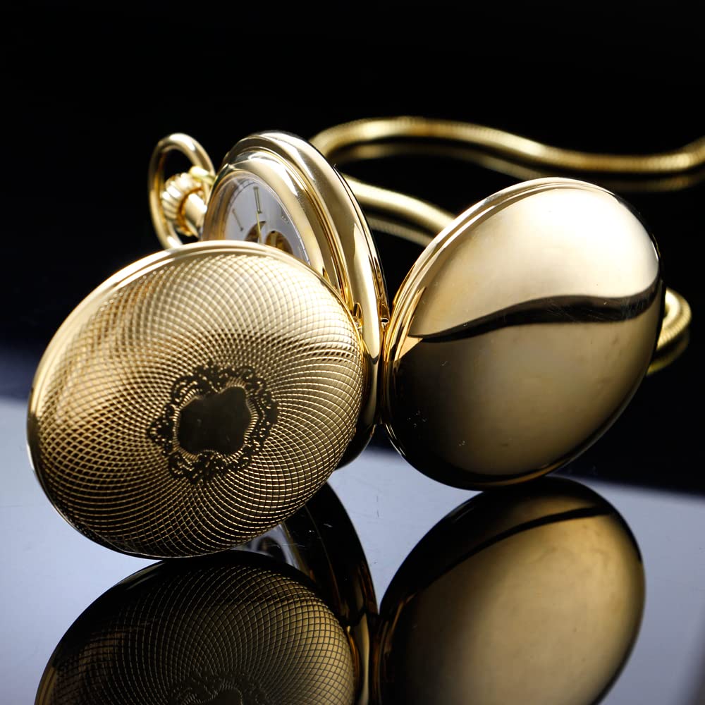 Alwesam Copper Pocket Watch Steampunk Mechanical London Hand Wind Mens Watches with Chains & Boxs