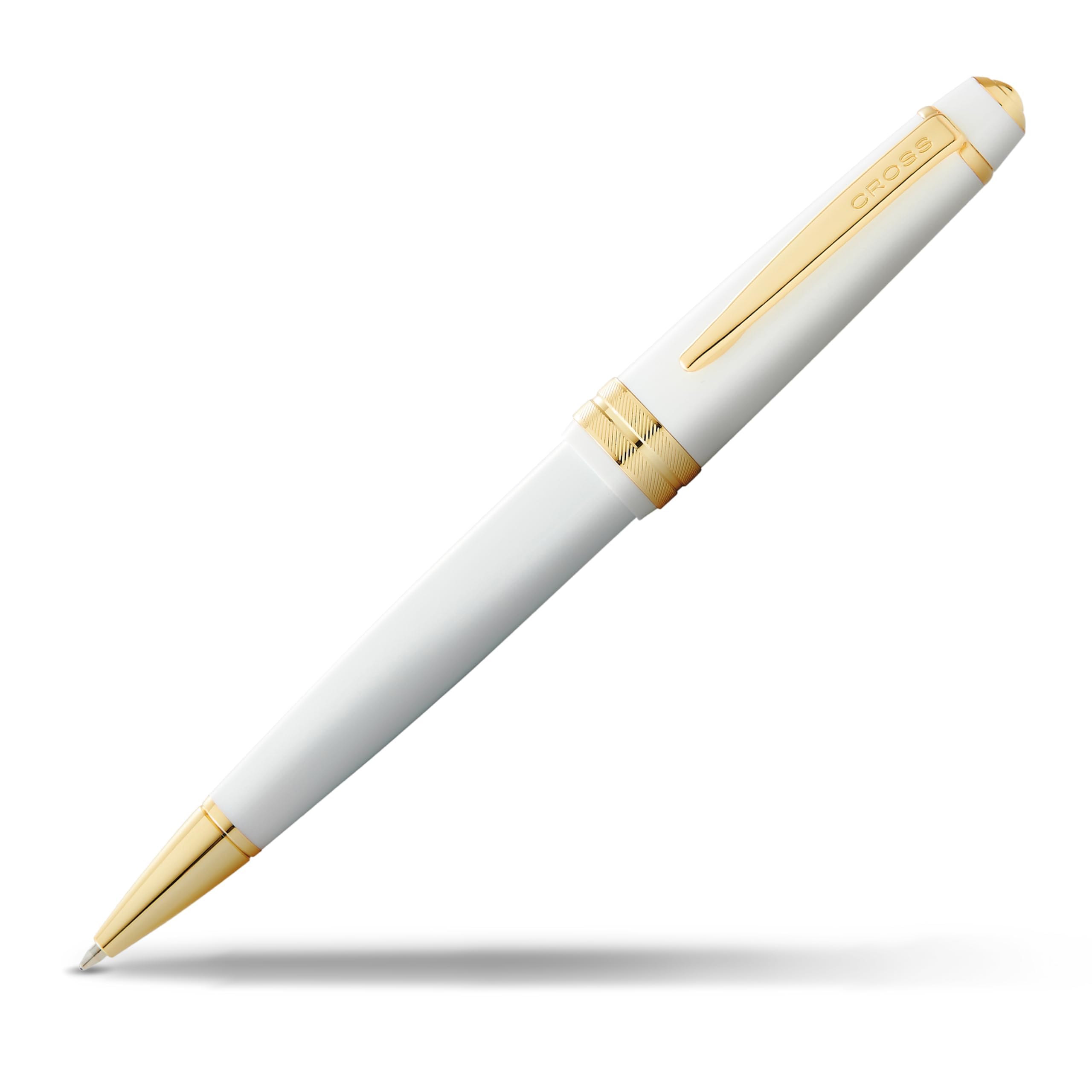CROSS Bailey Light ballpoint pen (line width F, ink colour: black, includes gift packaging), white with gold fittings — image 1