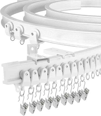 Segnayen Bendable 20ft Bay Window Curtain Track White Heavy Duty PVC