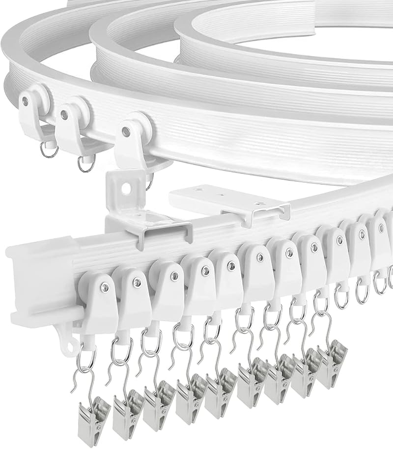 Segnayen Bendable 20ft Bay Window Curtain Track White Heavy Duty PVC