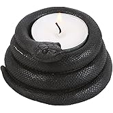 Ebros Gift Wicca Witchcraft Sorcery Dark Magic Black Coiled Serpent Snake Tea Light Votive Candleholder Figurine Reptile Snakes Occult Tea Light Candle Holder (1)