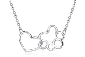 ONEFINITY Paw Print Necklace 925 Sterling Silver Cat Dog Paw Pendant Jewelry for Women Pet Lover Gifts