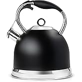Tea Kettle - HIHUOS Whistling Tea Pots for Stove Top - Sleek 18/8 Stainless Steel Stovetop Kettle, Easy-grip Handle With Trig