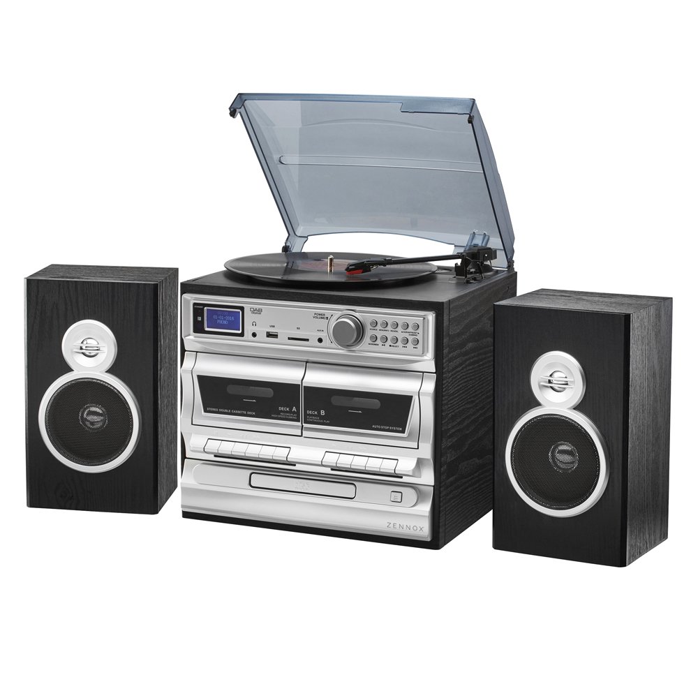 hi fi system with turntable and cassette