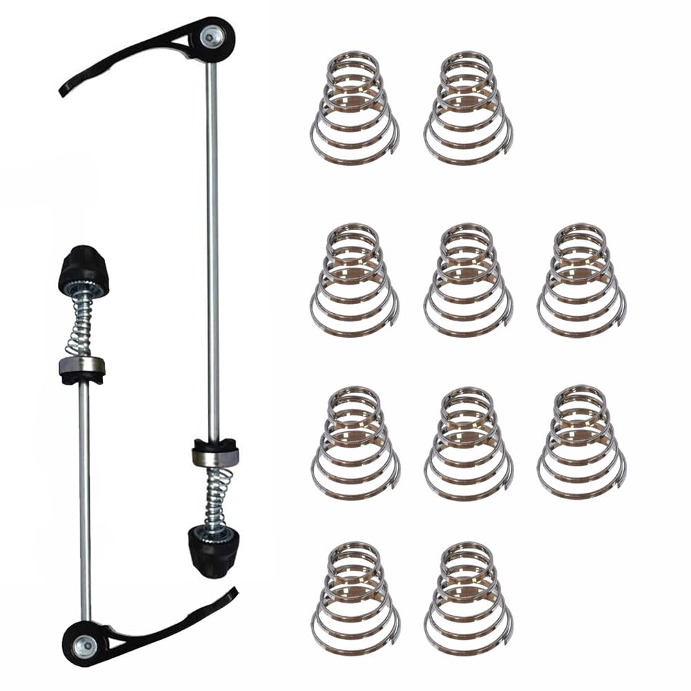 Lotatheta Bicycle Quick Release Skewers Axle Front Rear Skewers Rod Steel Wheel +10 pcs Spring Replacements for Road Bike Mountain Bike Black