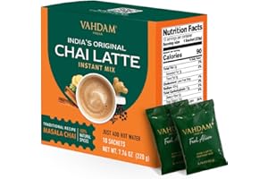 VAHDAM Instant Chai Latte - 10 Sachets (7.7 Oz / 220g) | Authentic Indian Chai with Natural Spices | Just Add Water, No Steeping Required | Creamy Chai Latte Anytime