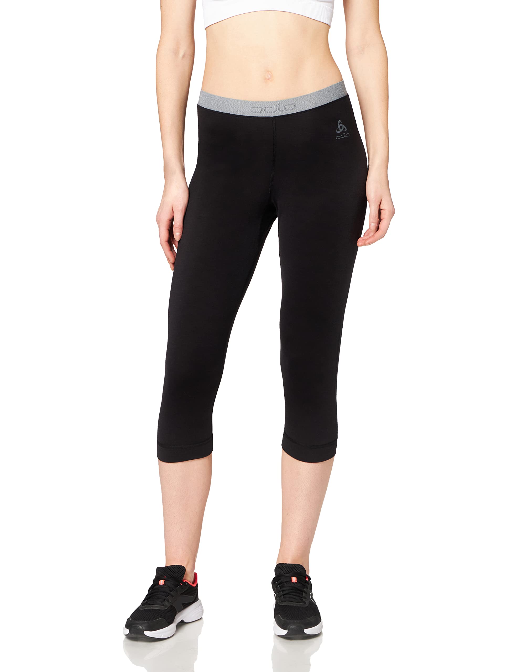 Odlo women's functional underwear 3/4 pants 100 Percent merino 200 grams, black, XS