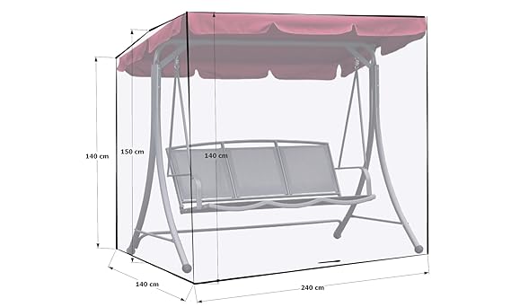 GRASEKAMP Qualität seit 1972 Schutzhülle Gartenschaukel 240x140x145cm Italia Weiß Schutzhaube Abdeckung Hollywoodschaukel