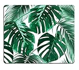 Tropical Leaf Mousepad - Mat - Beautiful Design - Leaves Green with White Background - Rectangle Mouse pad