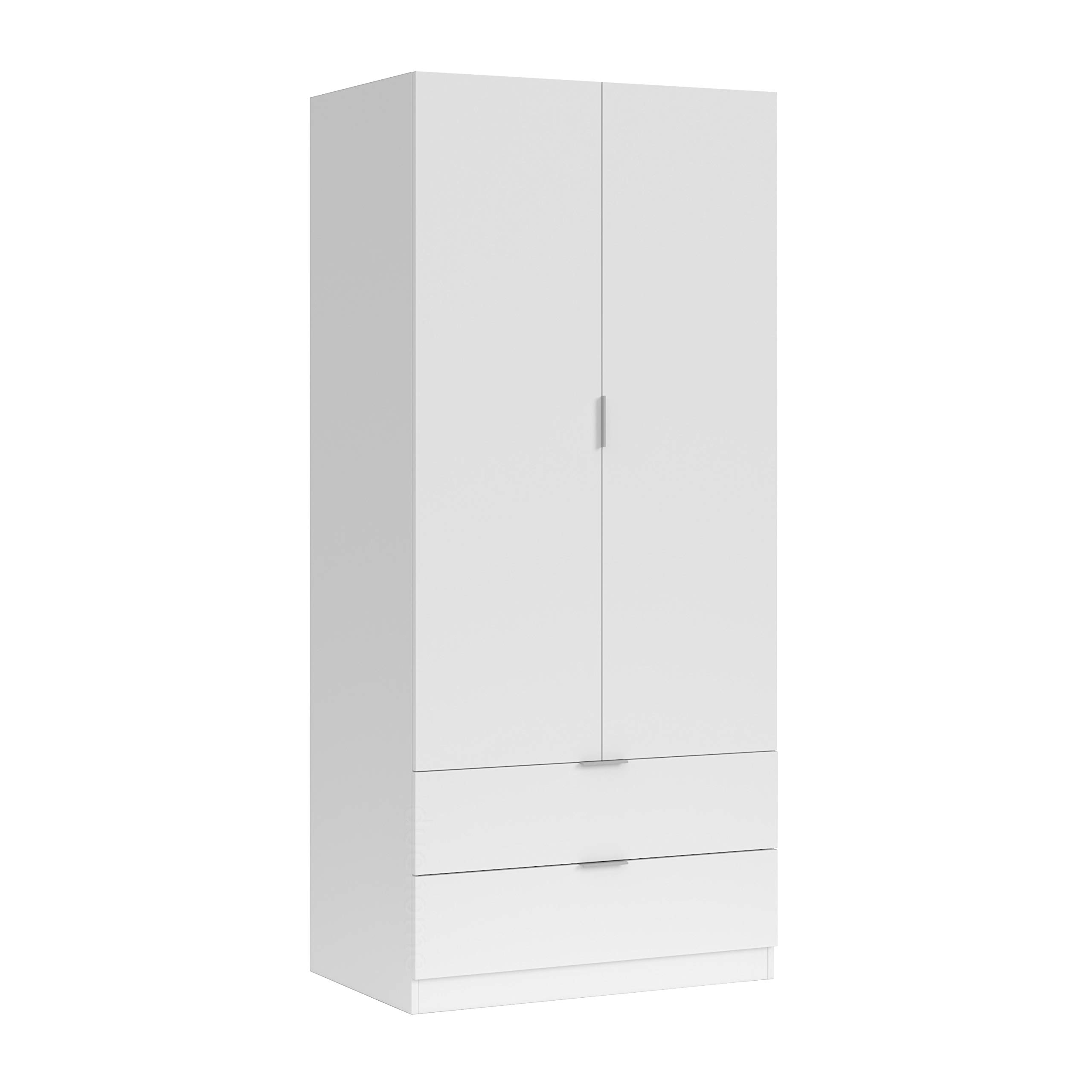 Habitdesign-Armario-de-2-Puertas-y-2-cajones-Acabado-en-Color-Blanco-Artik-Medidas-81-cm-Ancho-x-180-cm-Alto-x-52