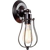 LULING Industrial Wall Sconce Vintage Lighting Adjustable Lamp Rustic Wire Metal Cage Wall Light Shade Edison Style Antique F