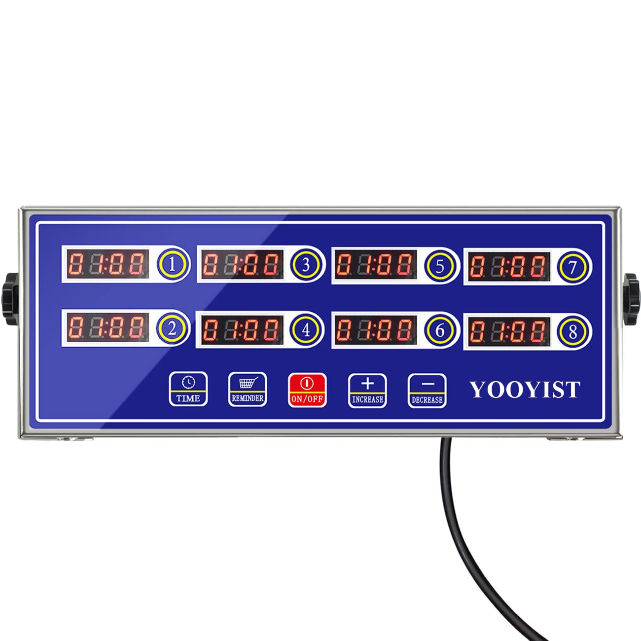 YOOYIST Commercial 8-Channel Multiple Kitchen Timers Efficient for Restaurant Fryer Baking Cooking Programmable Stainless Steel Loud Alarm