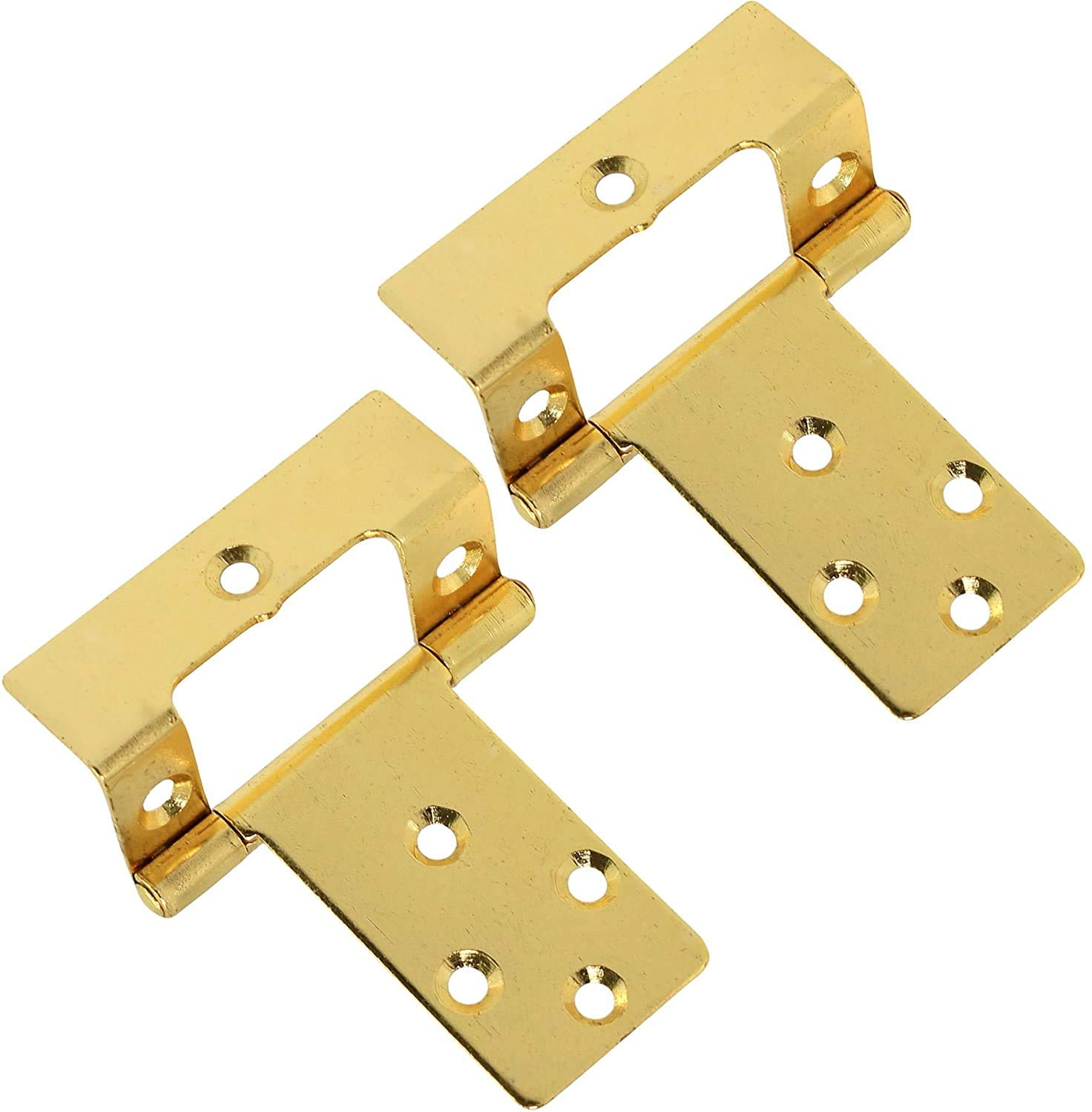 Merriway BH04894 (4 Pcs) Cranked Flush Hinge, Electro-Brassed 50mm x 16mm - Pack of 4 Pieces