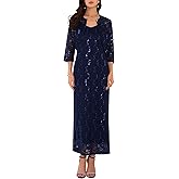WOMLAYOUT Women's Sequin Lace Dress Sparkle Two Pieces Outfits Wedding Guest Mother of Bride Dresses Sets