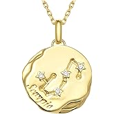 S925 Sterling Silver Lab Grown Diamond Necklace for Womens,Zodiac 12 Constellation Diamond Pendant Necklace,Birthday Gift for Her,Dainty Gold Jewelry
