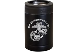 MILITARY GIFT SHOP USMC Can Cooler - Insulated Stainless Steel Marine Corps Bottle Cooler - Insulated Marine Corps Drink Cooler | Disabled USMC Vet Owned SMALL Business