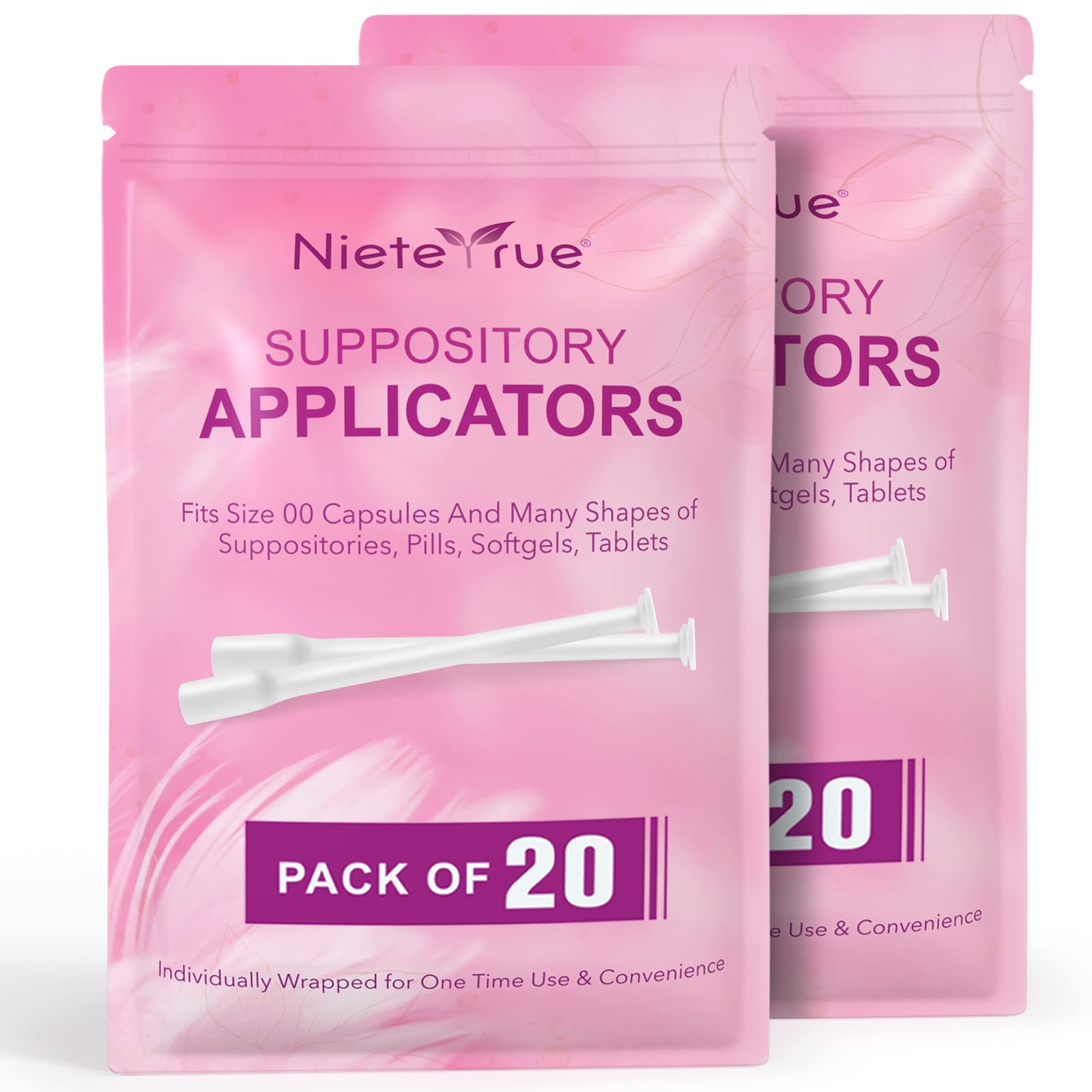 Photo 1 of Nieteyrue (40 Packs) Disposable Vaginial Applicators Individually Wrapped Hygienic Fit to Size 00 Cap-sules and Many Shapes of Suppositories, Tablets Feminine Care Applicators from