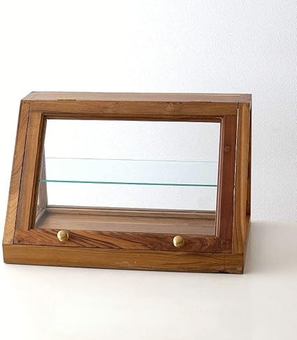 Amazon Co Jp ショーケース ガラス 木製 卓上 天然木 無垢材 アンティーク ディスプレイケース コレクションケース 2段小物ラック 2カラー Kan3175 ホーム キッチン