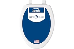 Bemis 7300SLEC Slow Close Toilet Seat, Easy Clean Hinges and Durable Plastic Seat, Made in USA, Elongated, White