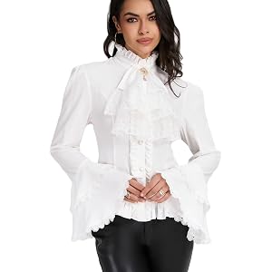 ZOLVIEX Women Victorian Blouse Pirate Vampire Renaissance Gothic Steampunk Costume