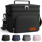 HOTOR Insulated Lunch Bag for Men &amp; Women, Cooler Lunch Tote 4 Pockets, Large Reusable Lunch Box for Work, Office, Travel &amp; Picnic, Black
