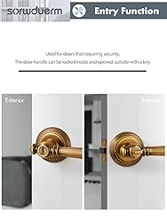 SORWDUERM 2 Pack Antique Door Lever with Lock and