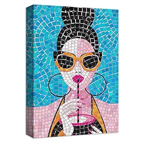 Canvas Wall Art Abstract Mosaic Collage Painting Artwork for Home Prints Framed - 12x18 inches