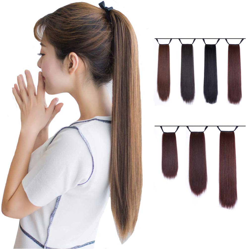 Amazon Com Long Straight Full Real Pony Tail Hair Extension