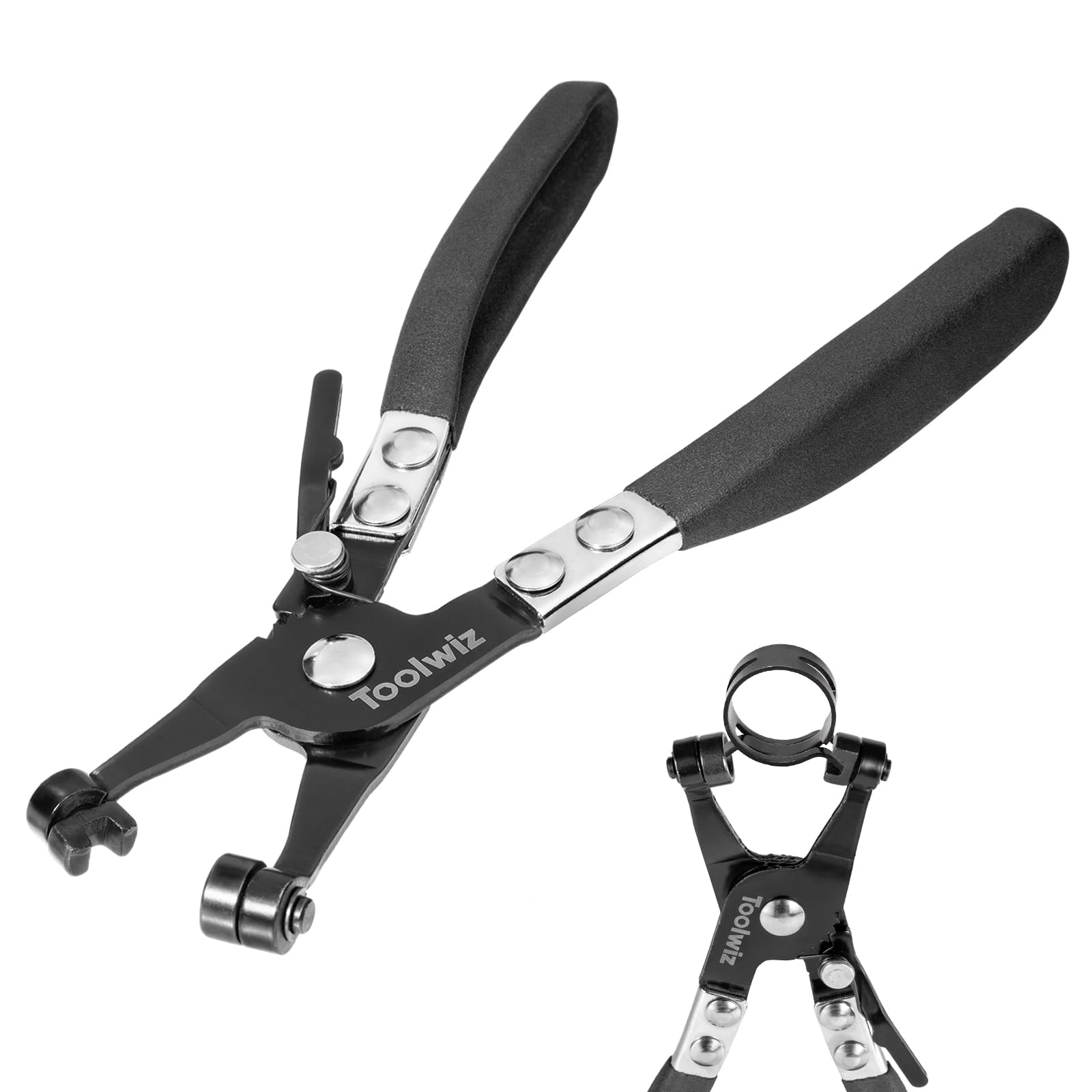 Heavy Duty Hose Clamp Pliers Wire Hose Clamps Removal and Installation Tool Auto Repairing Tool for Car Water Pipe Ring-Type and Swivel Flat-Band Clamps (Black)