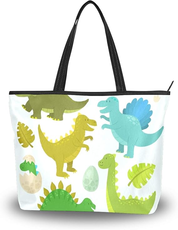Amazon トートバッグ 恐竜 たまご かわいい レディース 肩掛け 大容量 通勤 通学 旅行 高校生 軽い 軽量 肩掛け バッグ 対応 ハンドバッグ 大きさ ファスナー 2way 手提げバッグ ギフト プレゼント トートバッグ