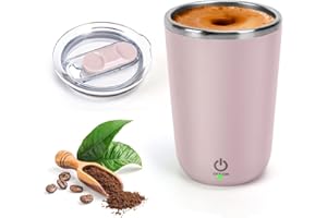 VAlinks Self Stirring Coffee Mug - Rechargeable Stainless Steel Auto Self Mixing Cup with Lid, 350ml/12oz Coffee Self Stirring Cup To Stir Coffee, Mixed Milk, Tea Office Car Use (Pink)