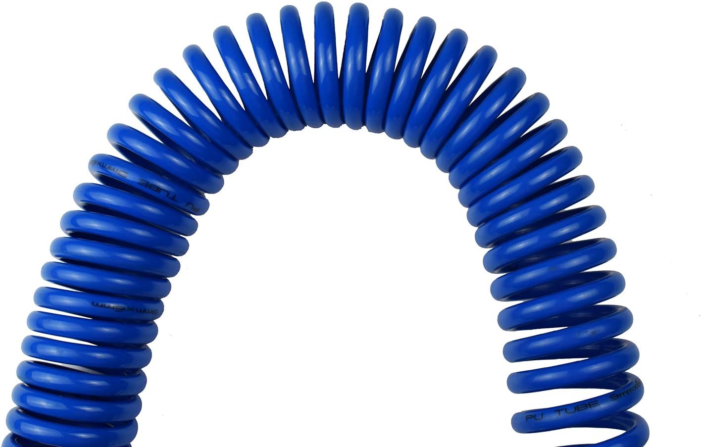YOTOO Polyurethane Recoil Air Hose 1/4" Inner Diameter by 25' Long with Bend Restrictor, 1/4" Industrial Quick Coupler and Plug, Blue - - 