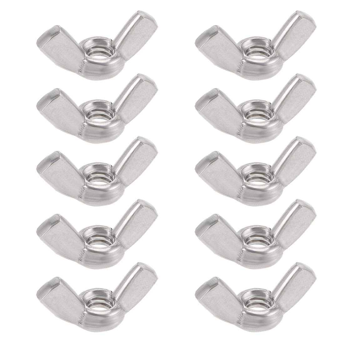 sourcing map #1/4"-20 Wing Nuts 304 Stainless Steel Shutters Butterfly Nut Hand Twist Tighten Fasteners Parts 10pcs