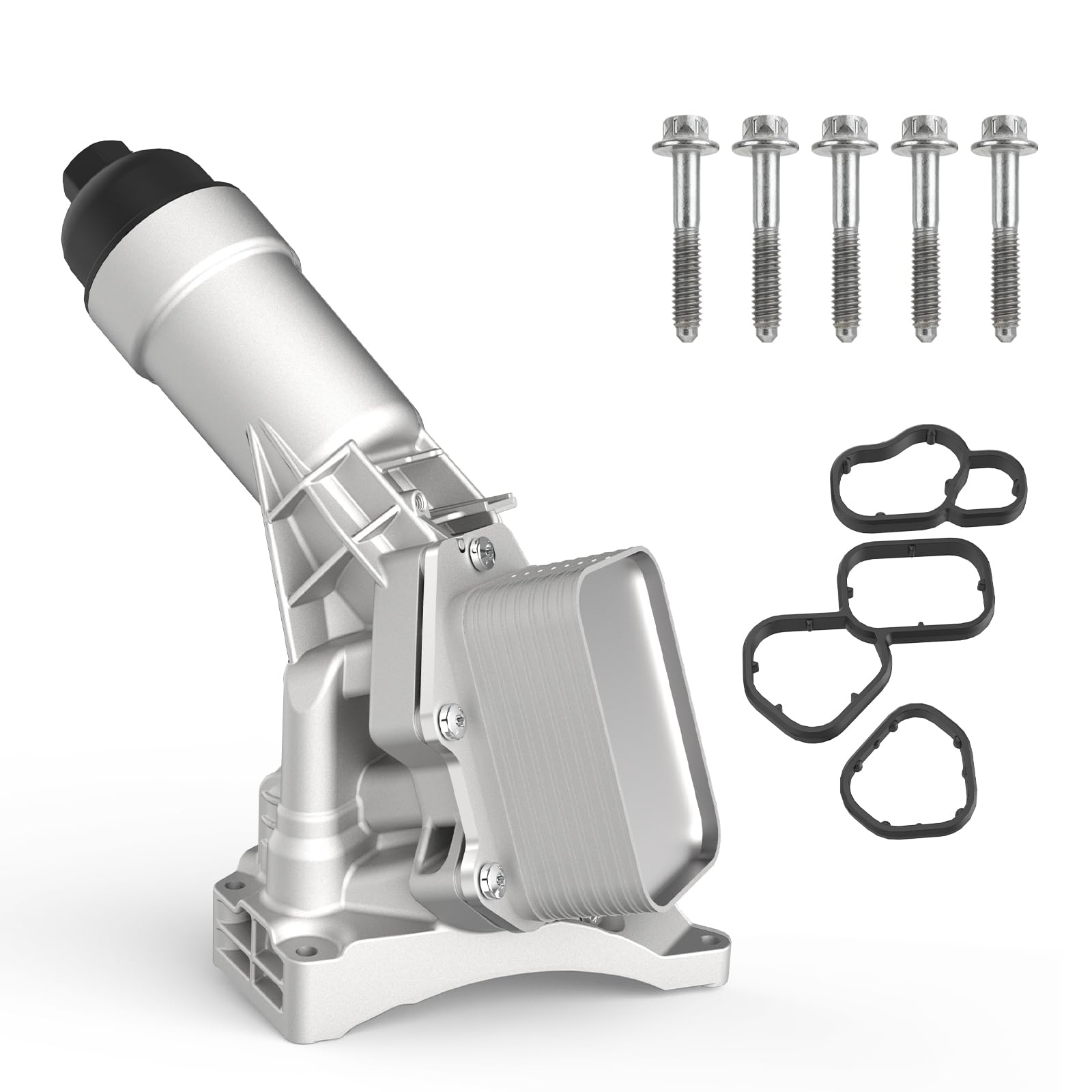 Upgrade Aluminum 11428651710 Engine Oil Cooler for BMW 230i 330e xDrive 330i xDrive 430i xDrive 530i 540i X3 X4 X5 X6 Z4, Fits 11428580415 11428580414 Oil Filter Housing Adapter with Sensors & Gaskets Image