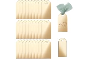 AHANDMAKER 30pcs Mirror Gold Acrylic Place Cards 1.75x3.52in Wedding Table Name Tags Arch Shape Hanging Tags for Wedding Rece