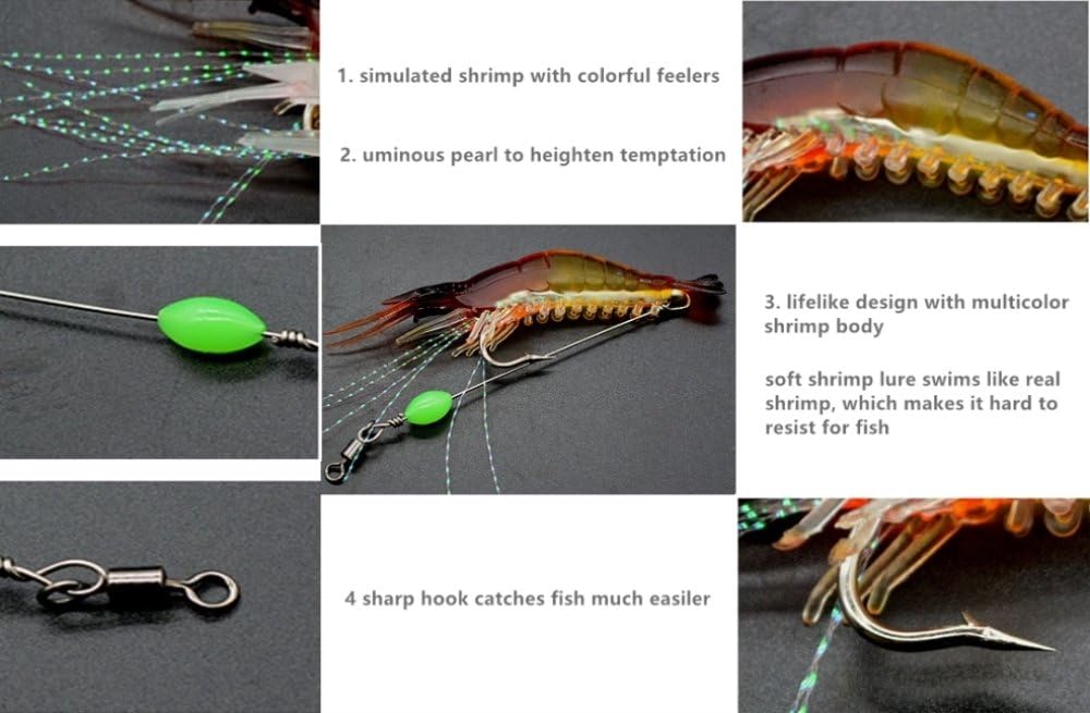 10pcs Shrimp Bait Set - Plastic Shrimp Fishing Lures - Soft Lures Luminous Fishing Lure with Sharp Hook Fishing Tackles Shrimip : Sports & Outdoors