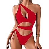 ShawGobow Sexy One Piece Swimsuit for Women,Cut Out Keyhole High Cut Cheeky Monokini,Pool Party Beach Wear Vacation