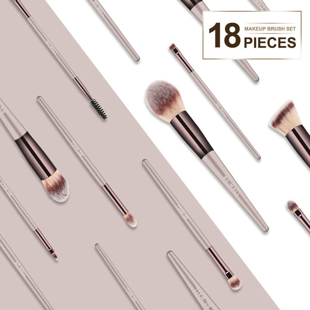 BSMALL Makeup Brush Set 18 Pcs Premium Synthetic Foundation Powder